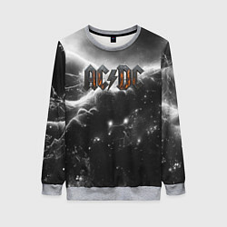 Свитшот женский ACDC металлический лого черно-белая текстура, цвет: 3D-меланж