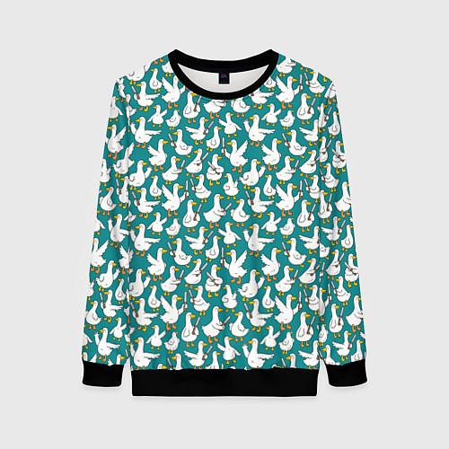 Женский свитшот Злой гусь узор / 3D-Черный – фото 1