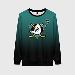 Свитшот женский Анахайм Дакс - зеленый градиент, цвет: 3D-черный