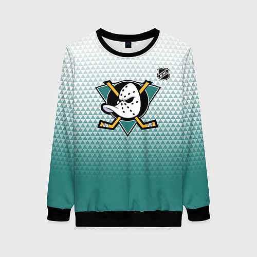 Женский свитшот Анахайм Дакс - зеленая геометрия / 3D-Черный – фото 1