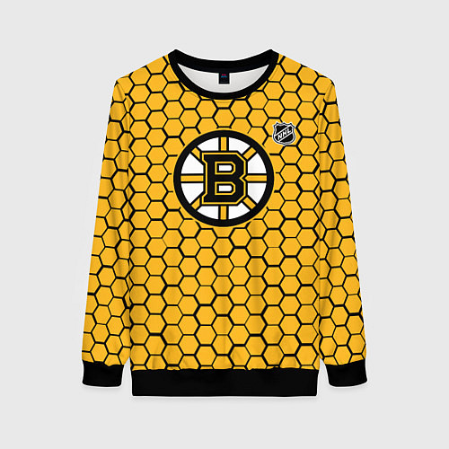 Женский свитшот Бостон Брюинз - желтые соты / 3D-Черный – фото 1