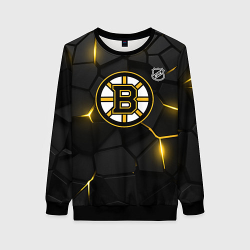 Женский свитшот Бостон Брюинз - плиты с подсветкой / 3D-Черный – фото 1