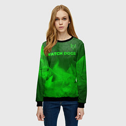 Свитшот женский Watch Dogs - green gradient посередине, цвет: 3D-черный — фото 2