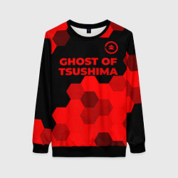 Свитшот женский Ghost of Tsushima - red gradient посередине, цвет: 3D-черный
