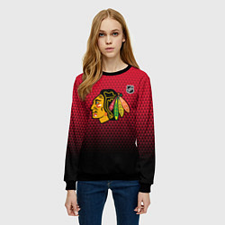 Свитшот женский Чикаго Блэкхокс - геометрический градиент, цвет: 3D-черный — фото 2