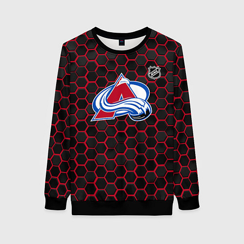 Женский свитшот Колорадо Эвеланш - соты с подсветкой / 3D-Черный – фото 1