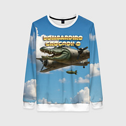 Свитшот женский Bombardino Crocodillo мем, цвет: 3D-белый