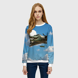 Свитшот женский Бомбардиро крокодило, цвет: 3D-белый — фото 2
