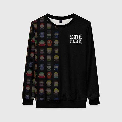 Женский свитшот Персонажи Южный парк и лого / 3D-Черный – фото 1