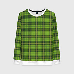 Свитшот женский Зеленый тартан, цвет: 3D-белый