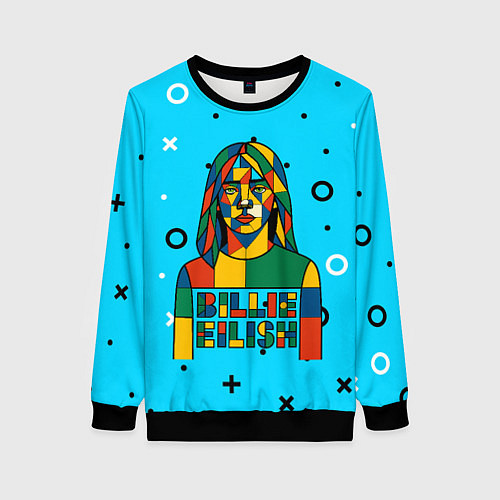 Женский свитшот Билли Айлиш из разноцветной мозаики / 3D-Черный – фото 1