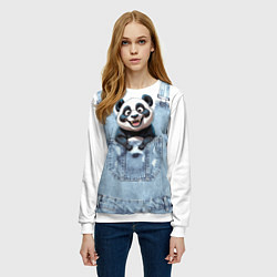 Свитшот женский Панда в кармашке комбинезона, цвет: 3D-белый — фото 2