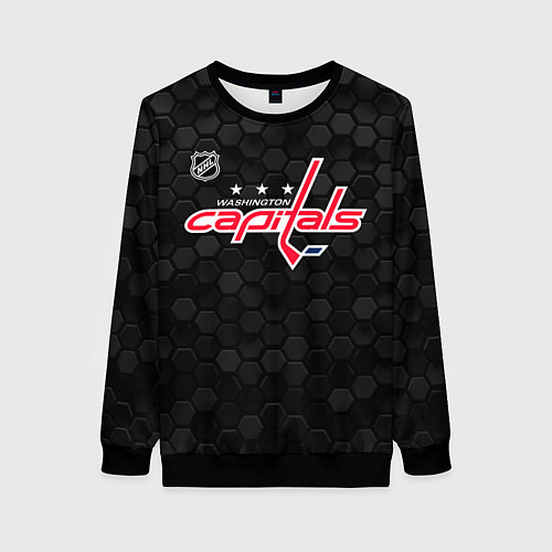 Женский свитшот Вашингтон Кэпиталз - черные соты / 3D-Черный – фото 1