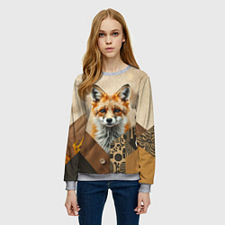 Свитшот женский Удивительный рыжий лисёнок, цвет: 3D-меланж — фото 2