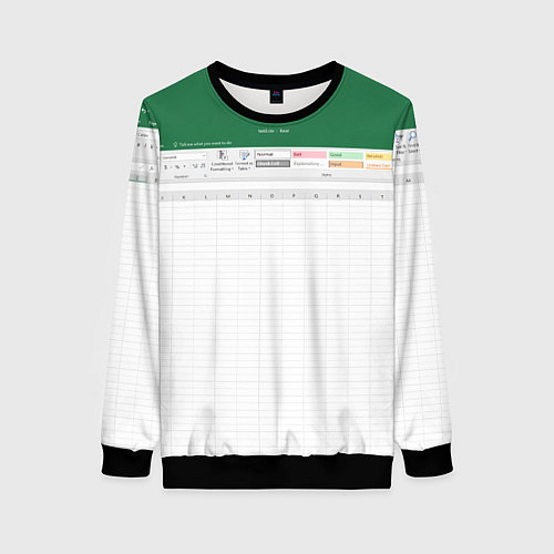 Женский свитшот Таблица Excel текстура / 3D-Черный – фото 1