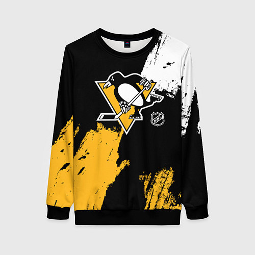 Женский свитшот Питтсбург Пингвинз - брызги / 3D-Черный – фото 1