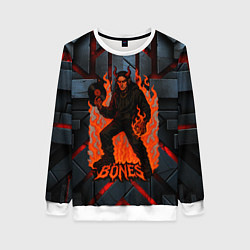 Свитшот женский Bones в стиле дьявола с пластинкой, цвет: 3D-белый