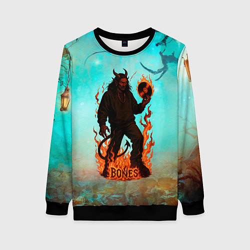 Женский свитшот Bones в стиле демона / 3D-Черный – фото 1