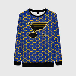 Свитшот женский Сент Луис Блюз - синие соты, цвет: 3D-черный