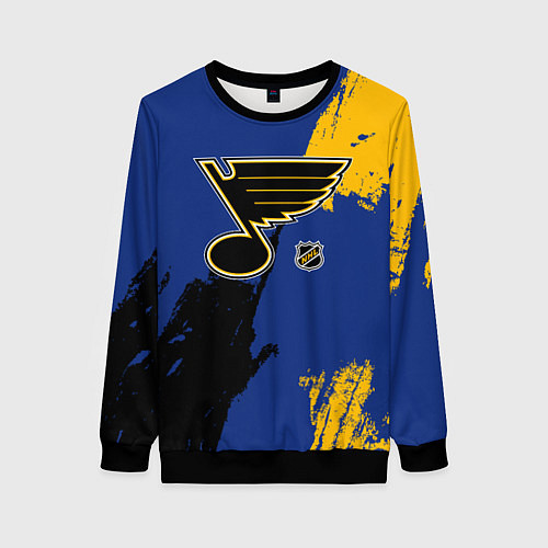 Женский свитшот Сент Луис Блюз - брызги красок / 3D-Черный – фото 1