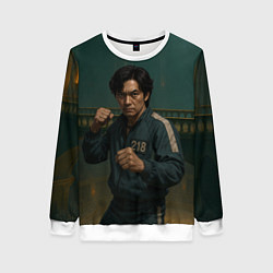 Свитшот женский Игрок 218 в боевой стойке, цвет: 3D-белый