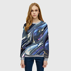 Свитшот женский Серебро жидкий металл, цвет: 3D-меланж — фото 2