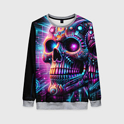 Свитшот женский Neon cyber skull, цвет: 3D-меланж