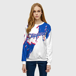 Свитшот женский Клипперс - разлитая краска, цвет: 3D-белый — фото 2