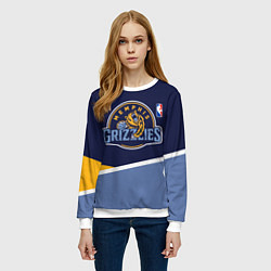 Свитшот женский Мемфис Гриззлис - линии, цвет: 3D-белый — фото 2