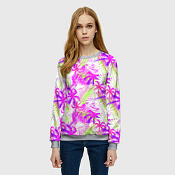 Свитшот женский Palm tree pink, цвет: 3D-меланж — фото 2