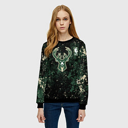 Свитшот женский Милуоки Бакс - баскетбол, цвет: 3D-черный — фото 2