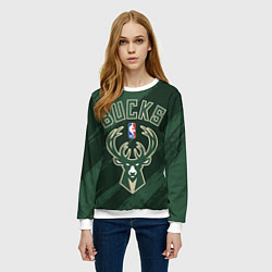 Свитшот женский Милуоки Бакс - цвета команды, цвет: 3D-белый — фото 2