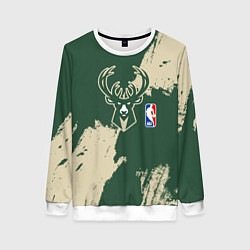 Свитшот женский Милуоки Бакс - разлитая краска, цвет: 3D-белый