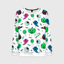 Женский свитшот Halloween light green pumpkin - паттерн