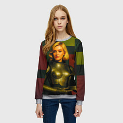 Свитшот женский Ретрофутуризм девушка в скафандре, цвет: 3D-меланж — фото 2