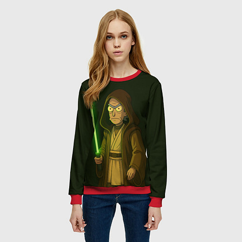 Женский свитшот Рик - магистр-джедай / 3D-Красный – фото 3