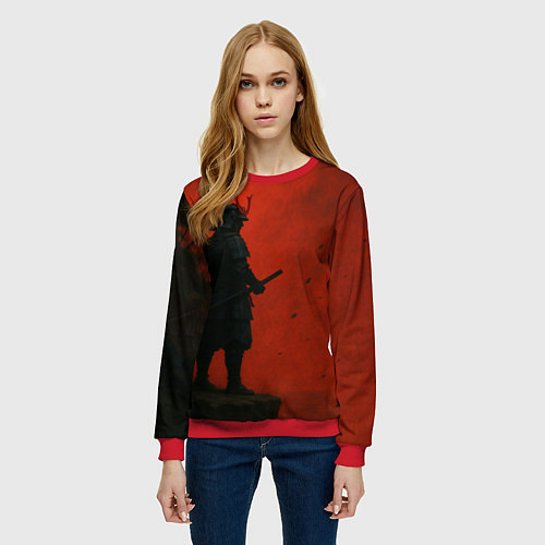 Женский свитшот Ghost of Tsushima - алый / 3D-Красный – фото 3