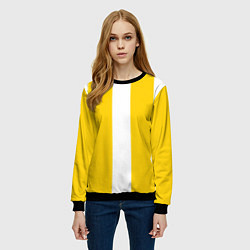 Свитшот женский Color yellow white line, цвет: 3D-черный — фото 2