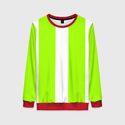 Свитшот женский Color light green white stripes, цвет: 3D-красный