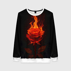Свитшот женский Flaming rose, цвет: 3D-белый