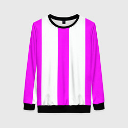 Свитшот женский Color white pink lines, цвет: 3D-черный