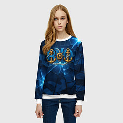 Свитшот женский ВМФ якорь и штурвал, цвет: 3D-белый — фото 2