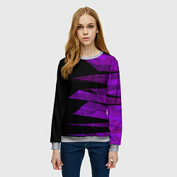 Свитшот женский Color purple black stripes, цвет: 3D-меланж — фото 2