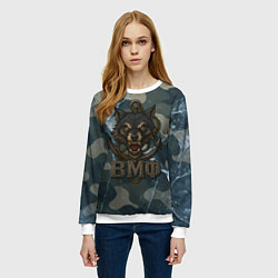 Свитшот женский ВМФ волк на камуфляже, цвет: 3D-белый — фото 2