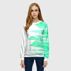 Свитшот женский Color white light blue strip, цвет: 3D-белый — фото 2