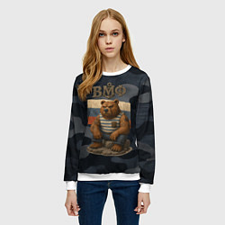 Свитшот женский ВМФ русский медведь, цвет: 3D-белый — фото 2