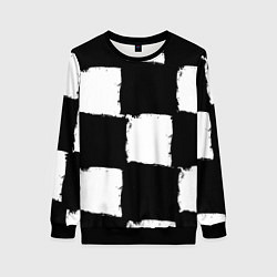 Свитшот женский Черные квадраты в виде шахматной доски, цвет: 3D-черный