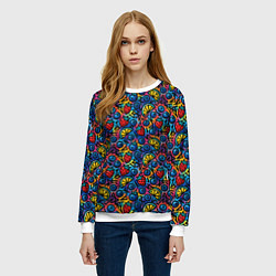 Свитшот женский Тропические ягоды и фрукты паттерн, цвет: 3D-белый — фото 2