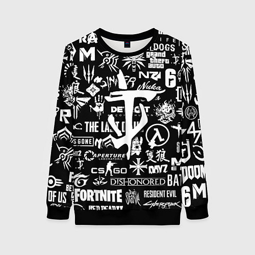 Женский свитшот Doom логотипы всех игр / 3D-Черный – фото 1