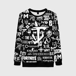 Свитшот женский Doom логотипы всех игр, цвет: 3D-черный